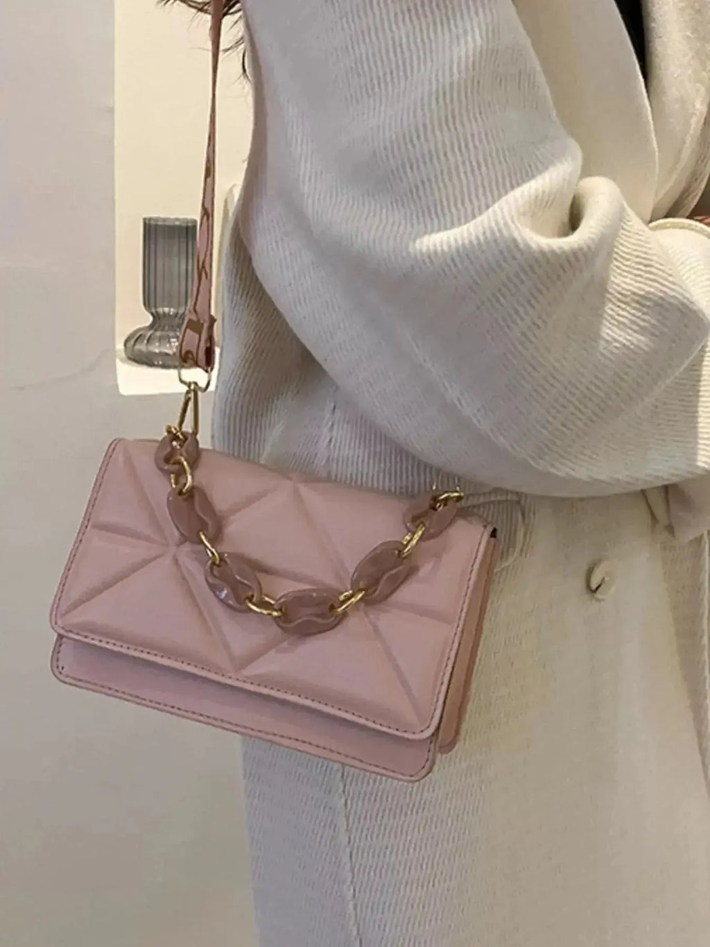 Quilted Adjustable Strap Crossbody Bag - DaisyDrop 
