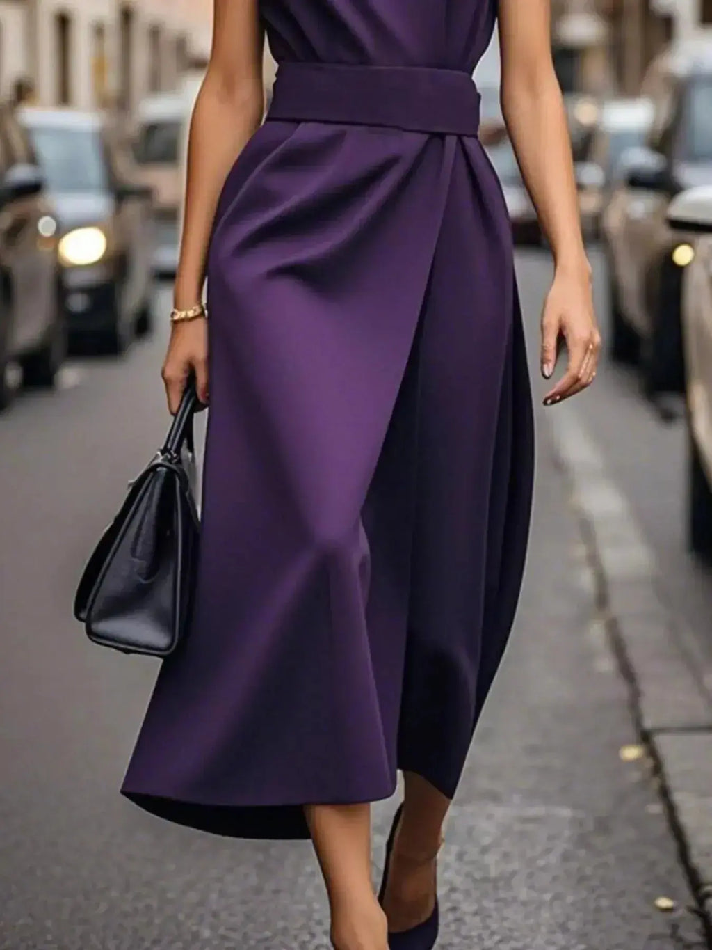 Round Neck Sleeveless Midi Dress - DaisyDrop 