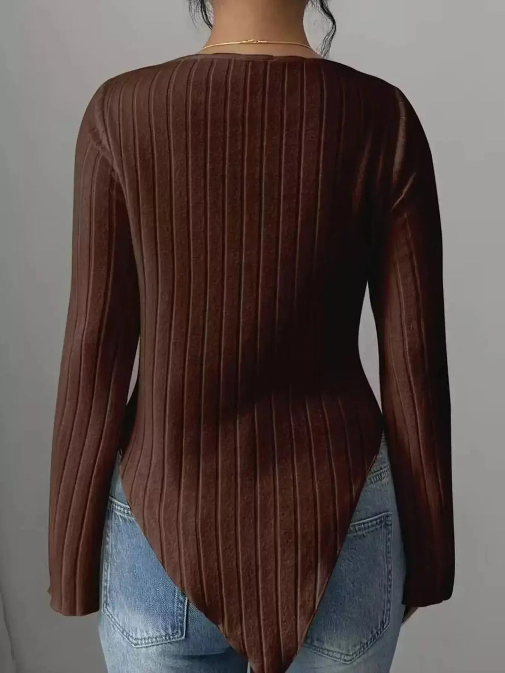 Cowl Neck Ribbed Knit Top - DaisyDrop 