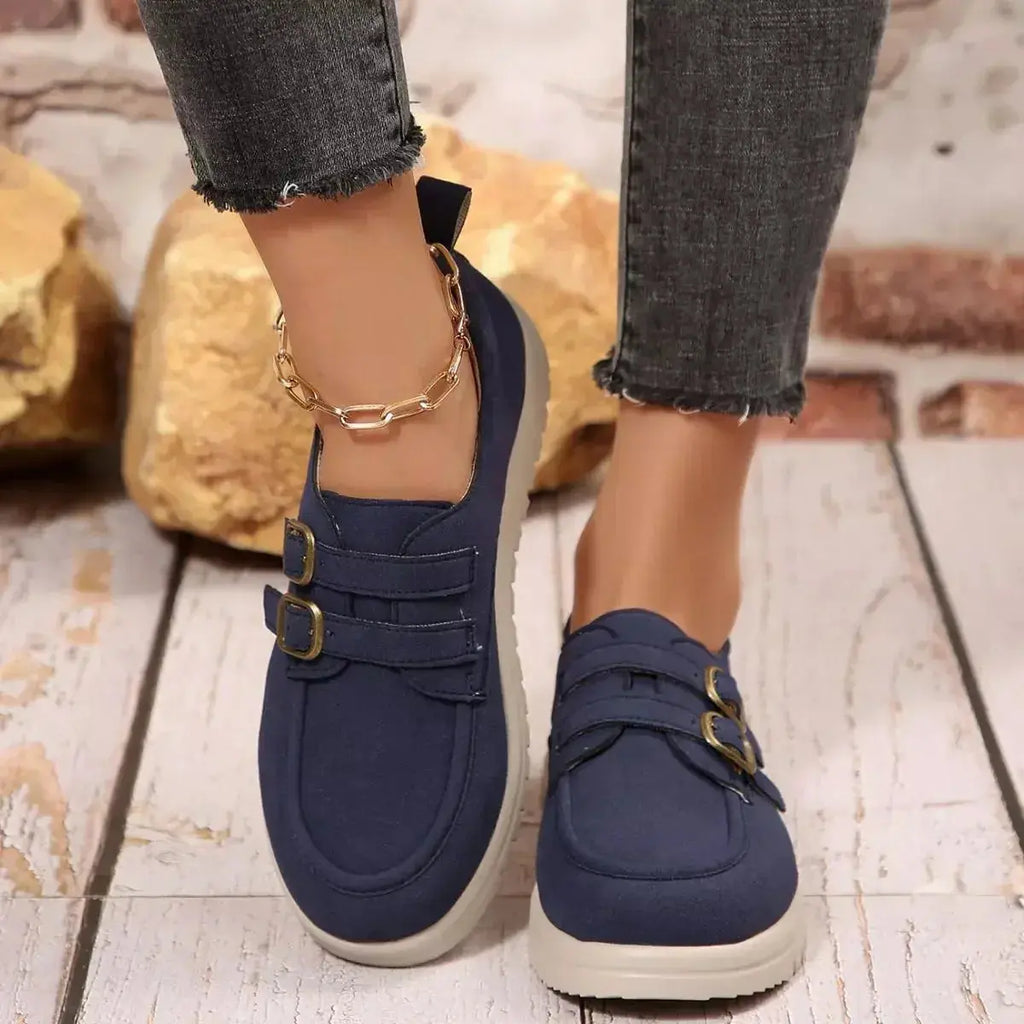 Buckle Accent Casual Loafers - DaisyDrop 