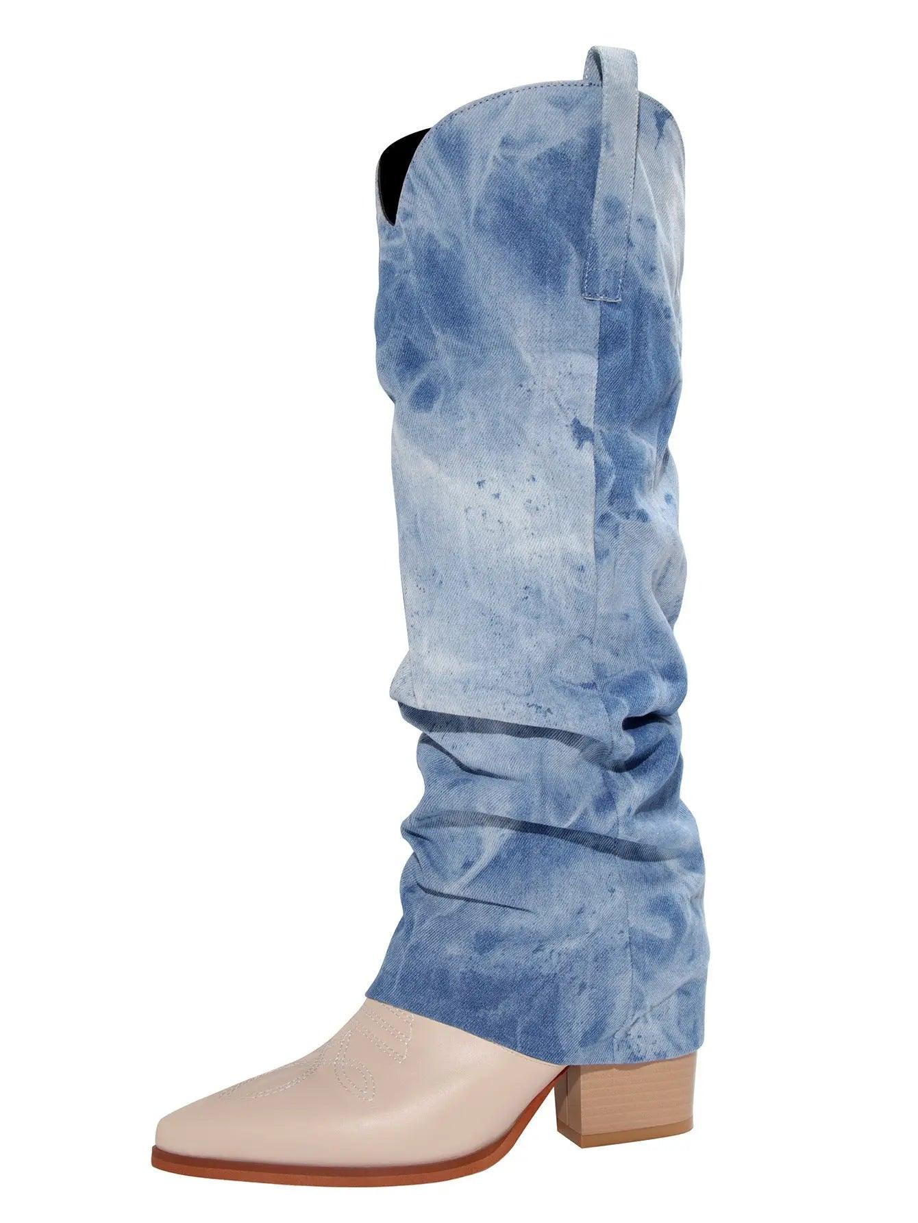 Embroidery Pointed Toe Western Cowboy Boots eprolo