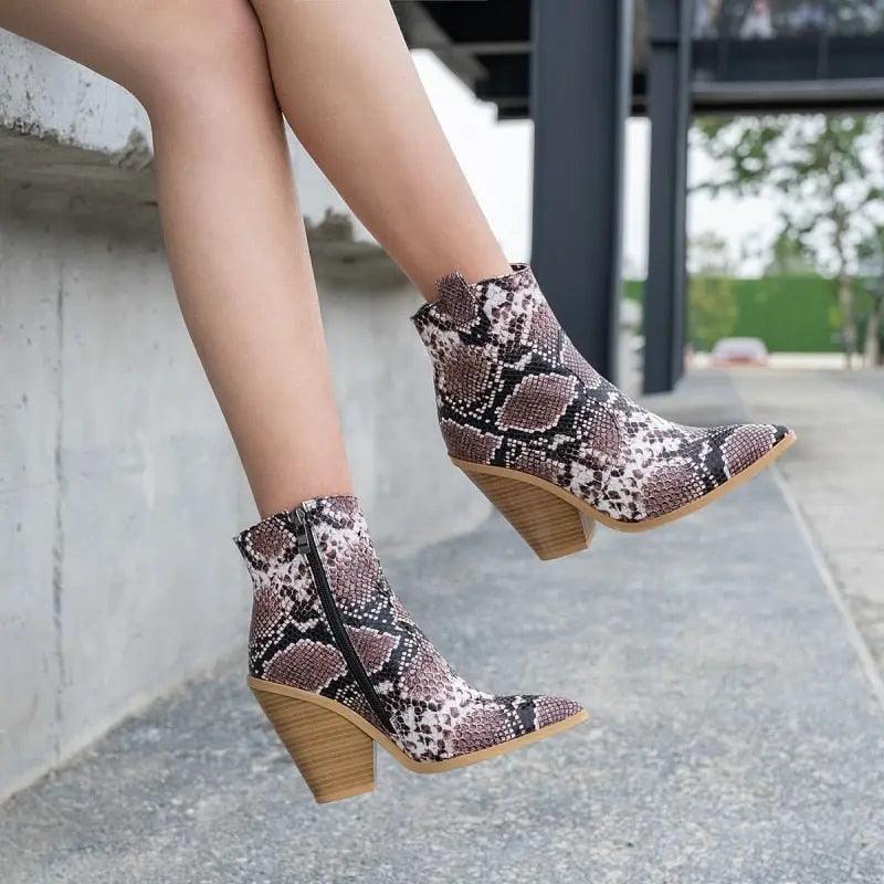 MStacchi Gold Snake Print Ankle Boots eprolo
