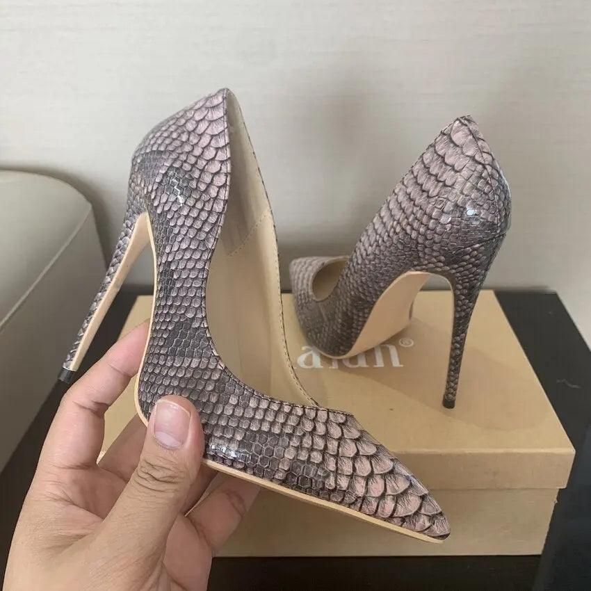 Fashion Woman Shoes Snake Printing Pointed Toe eprolo