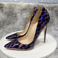 Tikicup Geometry Print Glossy Patent Pointed Toe eprolo