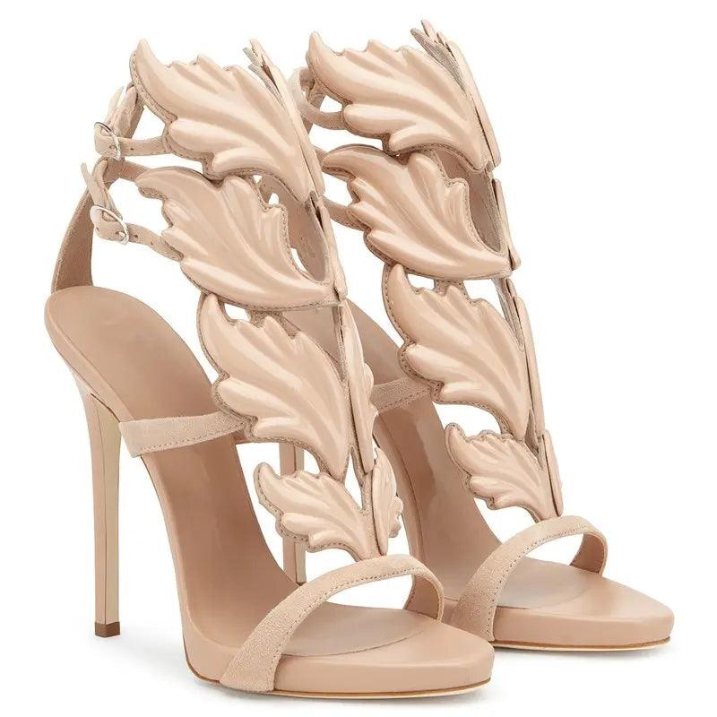 Leather Gladiator Sandals Women Gold Leaf Flame eprolo