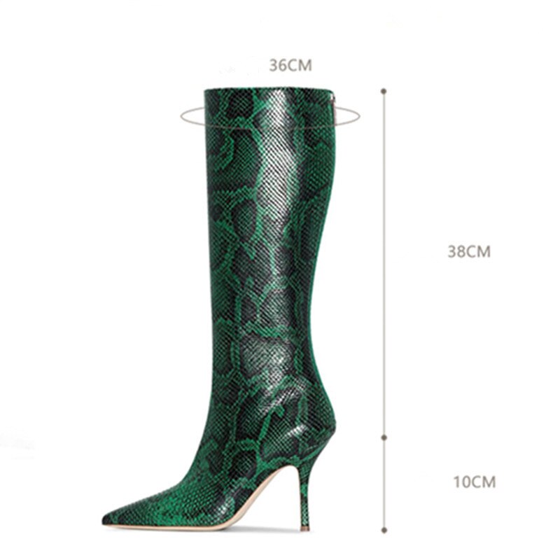Sexy Women Knee Boots Thin High Heel Pointed Toe Stiletto Back Zipper