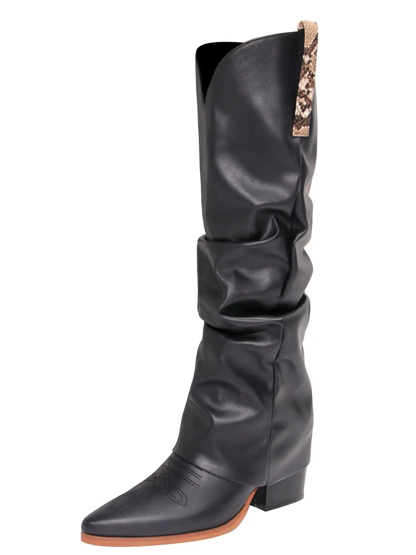 Embroidery Pointed Toe Western Cowboy Boots eprolo