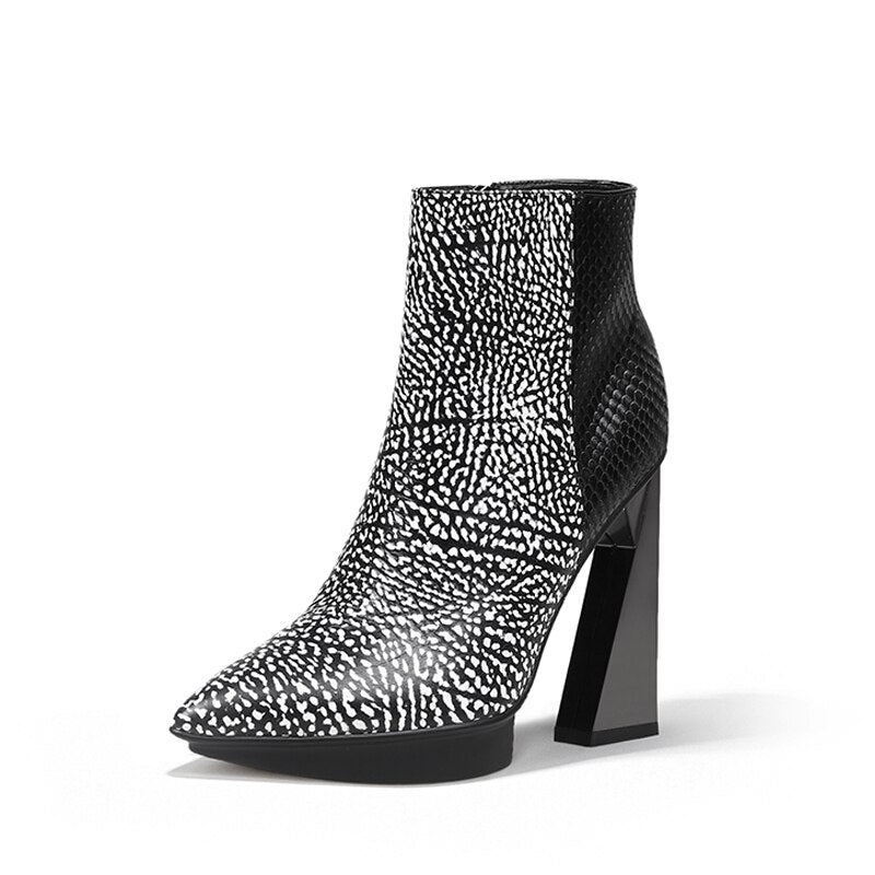 Genuine Leather Pointed Toe Boots