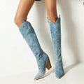 Fashion Denim Western Women Knee High  Boots eprolo