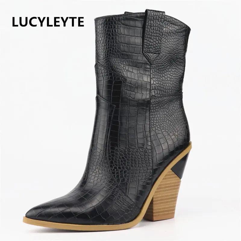 LUCY LEYTE New Stone grain Microfiber Leather women boots eprolo