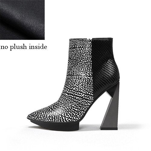 Genuine Leather Pointed Toe Boots