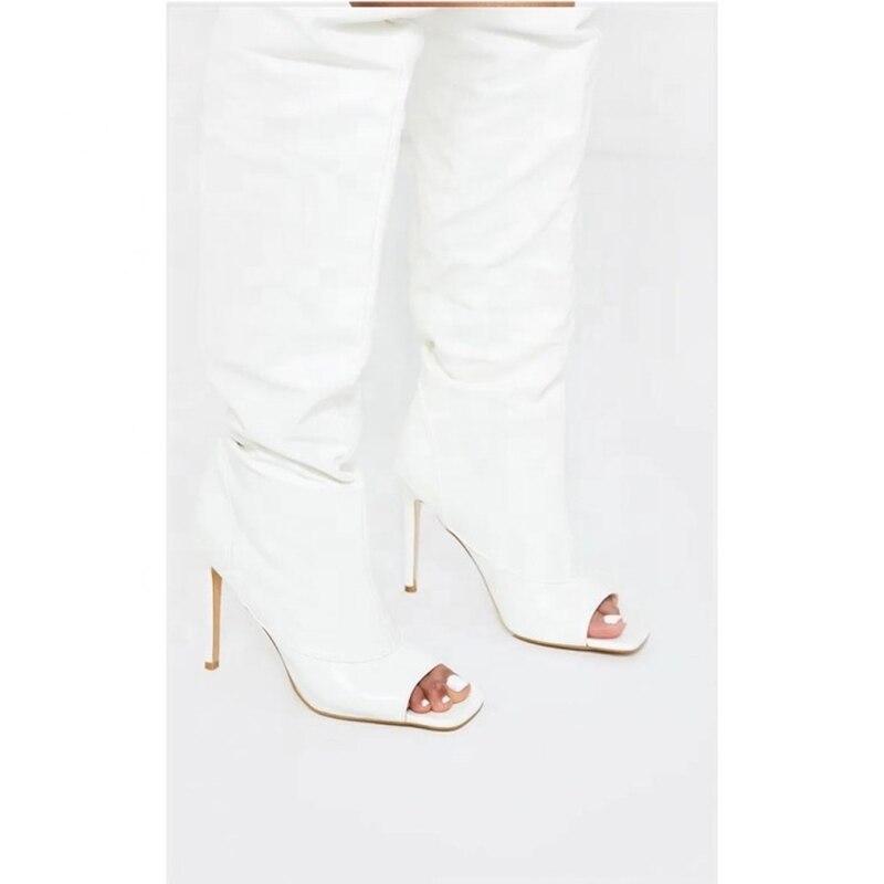 Fashion Pleated Designed Women Square Peep Toe Boots