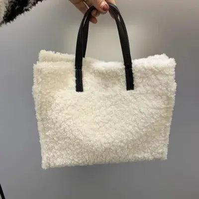 Casual Solid Large Totes Bags for Women Winter Soft Plush Women's Handbags Luxury Big Capacity Women Shoulder Bags New eprolo