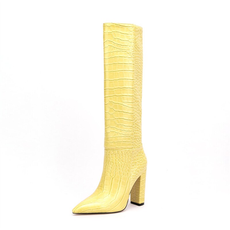 Luxury Brand Design Female Pointed Toe Knee High Boots
