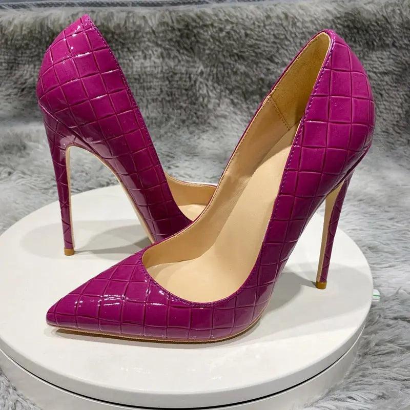 Tikicup Purple Croc-Effect Sexy High Heels eprolo