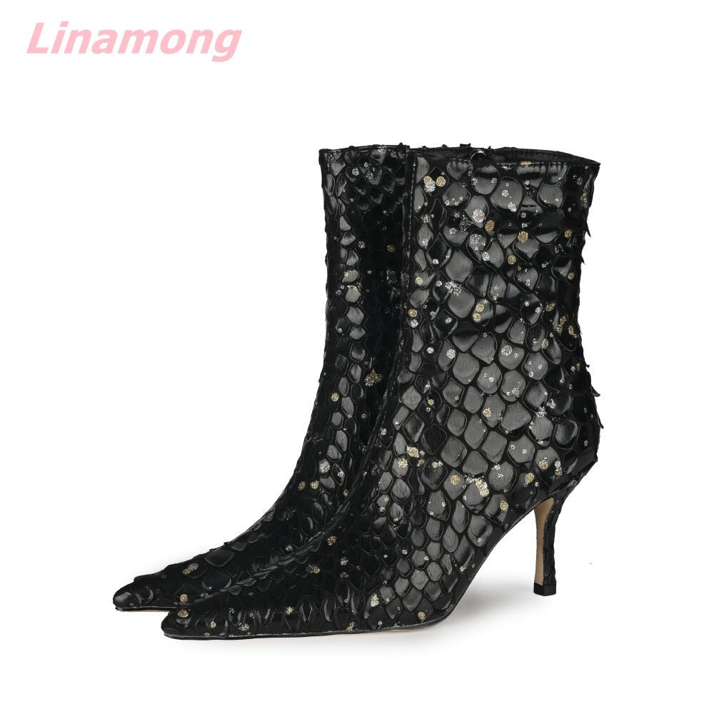 Autumn Brand Design Women Bling Boots Pointed Toe