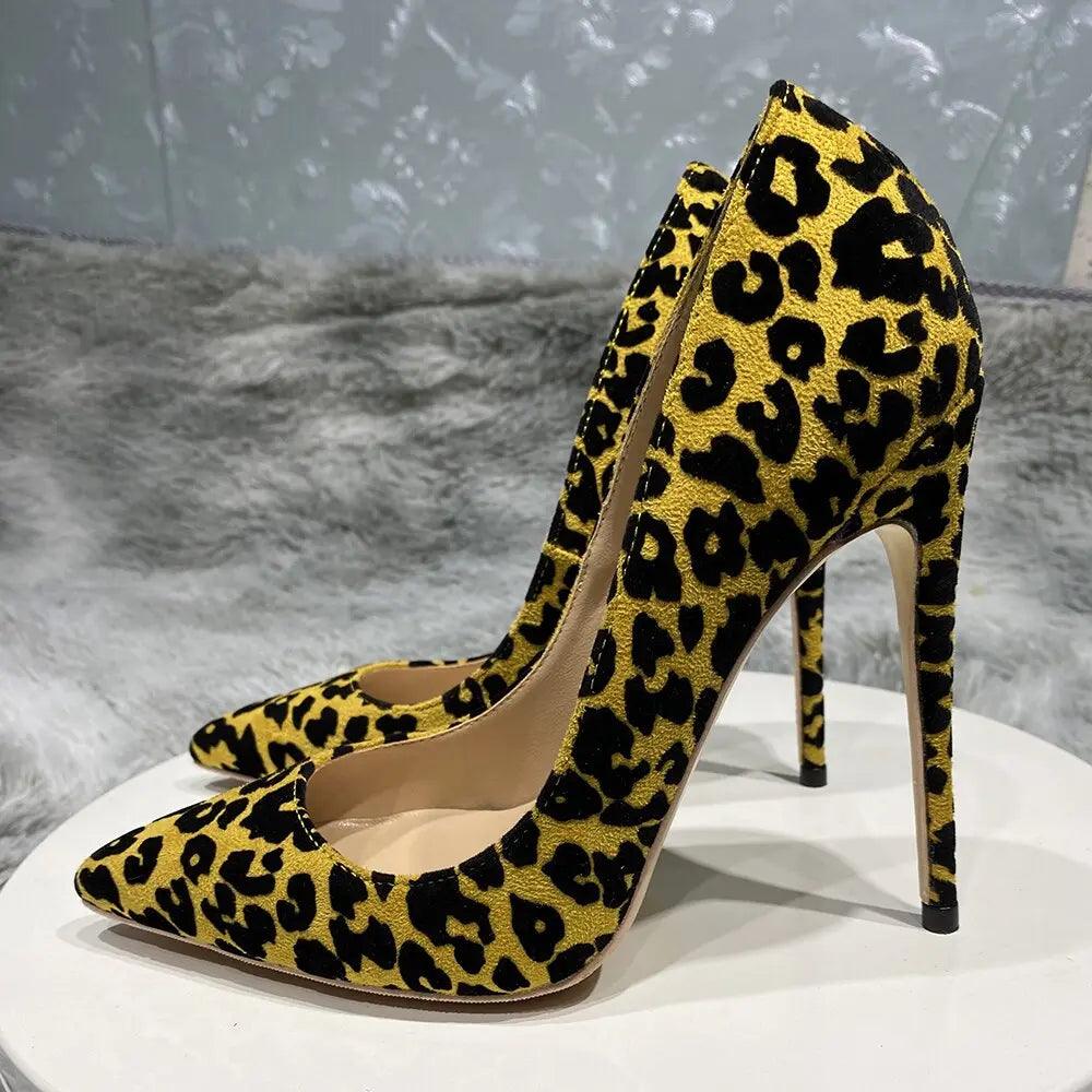 Synthetic Suede Flock Leopard Pointy Toe eprolo