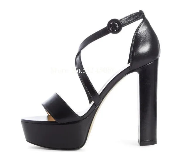 Lady New Candy Color Platform Chunky Heel Sandals