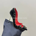 Rhinestone Heels Patent Leather Sexy Pointed Toe