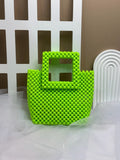Acrylic Square Tote  Handmade Green Beads Handbag