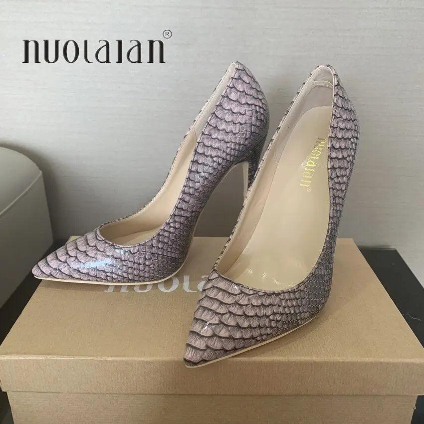 Fashion Woman Shoes Snake Printing Pointed Toe eprolo