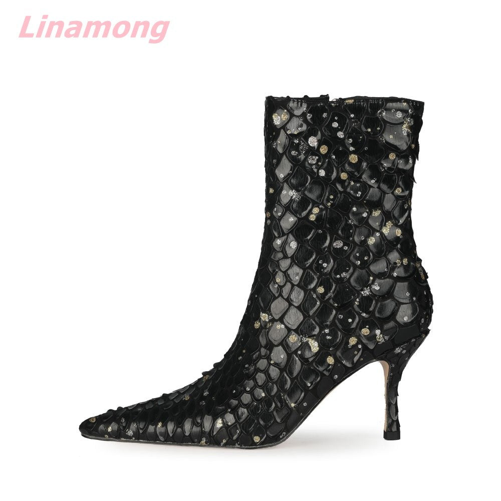 Autumn Brand Design Women Bling Boots Pointed Toe