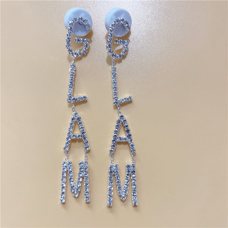 Exaggerated Queen Rhinestone Earrings for Women