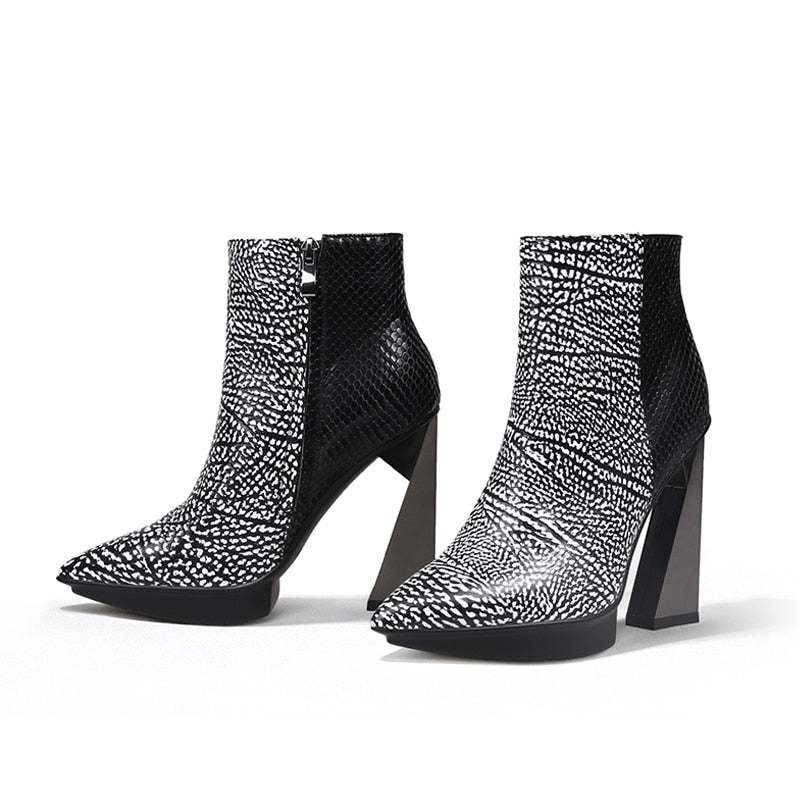 Genuine Leather Pointed Toe Boots
