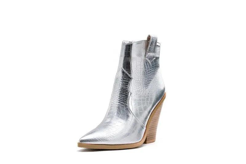 MStacchi Gold Snake Print Ankle Boots eprolo