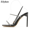 New Back Strap Sandals Crystal Rhinestone Stiletto High Heels eprolo