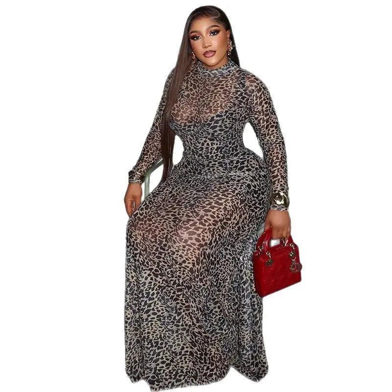 High Neck Long Sleeve Thin Dress Versatile eprolo