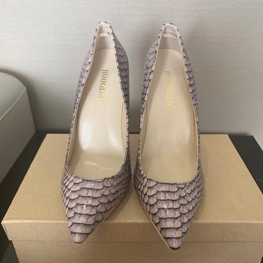 Fashion Woman Shoes Snake Printing Pointed Toe eprolo