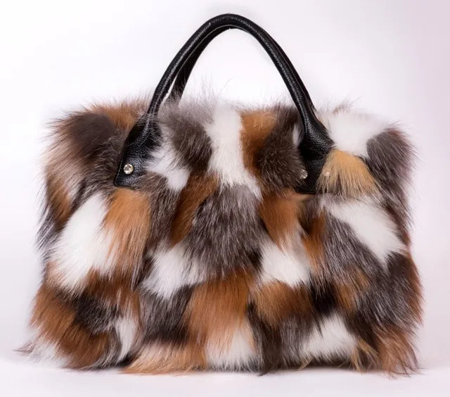 Luxury Real Fox Fur Women Handbags