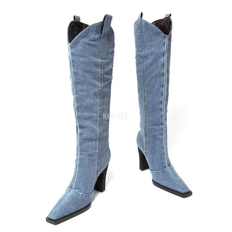New Denim Ladies Non-slip Boots Fashion Thick-soled Spring Thigh High Boots Women Fashion Casual Shoes Boots eprolo