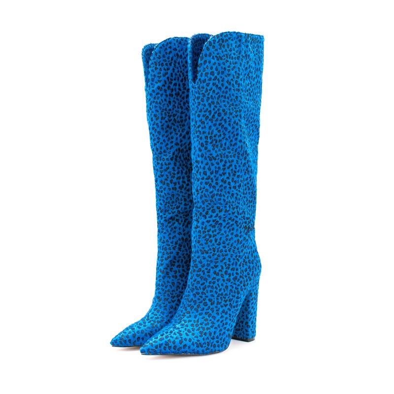 Zebra Pattern Knee High Boots Women Imitation Horse Hair Suede
