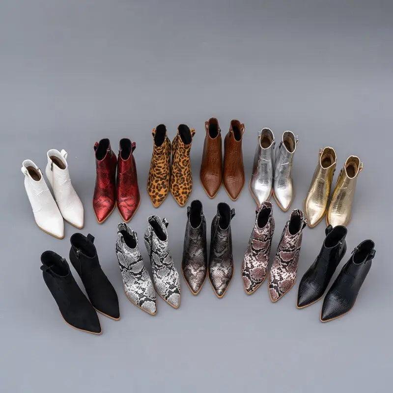 MStacchi Gold Snake Print Ankle Boots eprolo