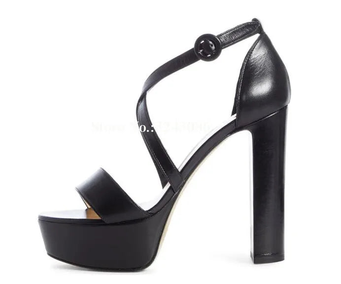 Lady New Candy Color Platform Chunky Heel Sandals
