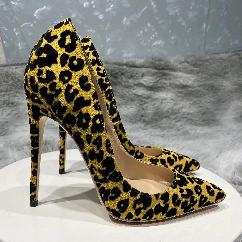 Synthetic Suede Flock Leopard Pointy Toe eprolo