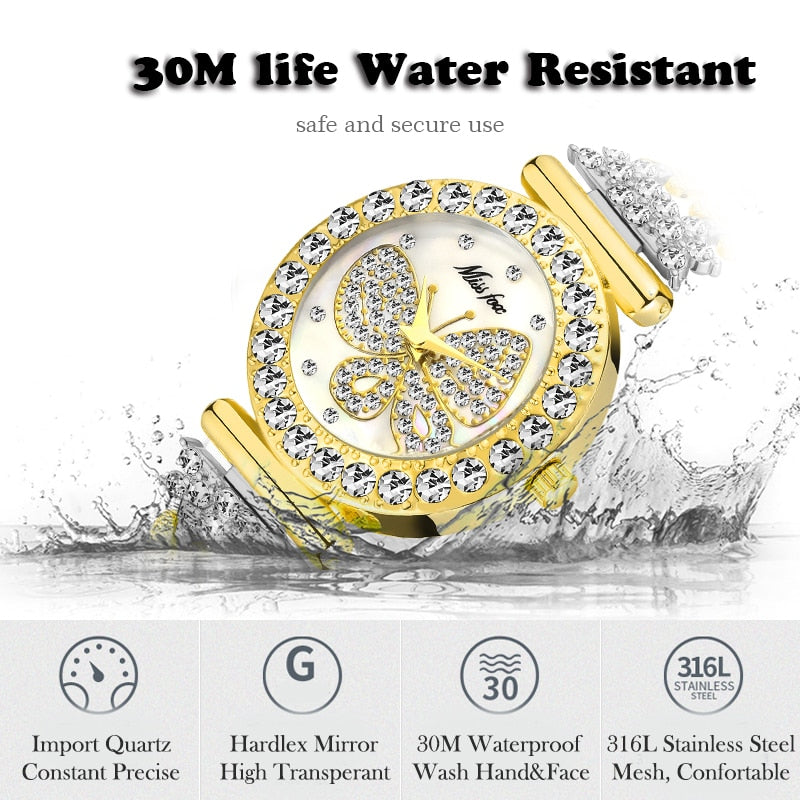 MISSFOX 2030 Luxury Butterfly Women Watches