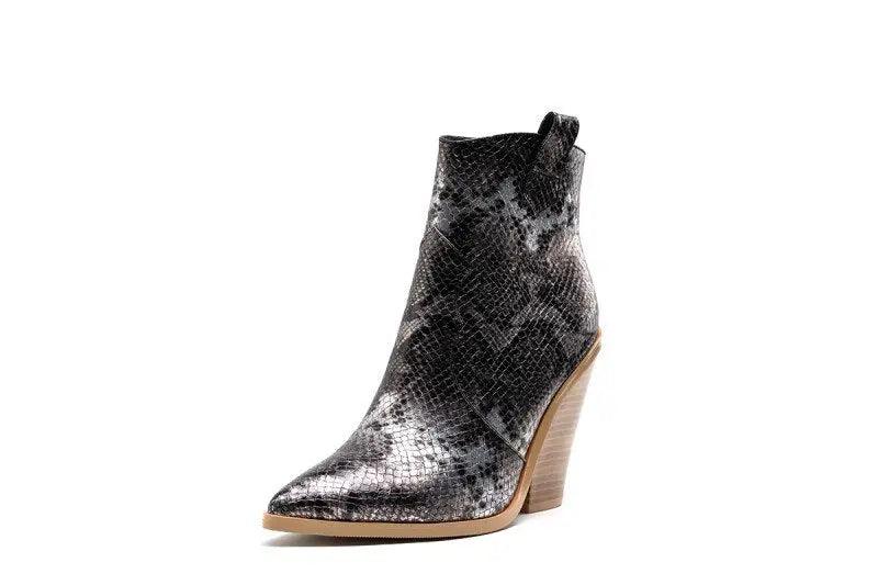 MStacchi Gold Snake Print Ankle Boots eprolo