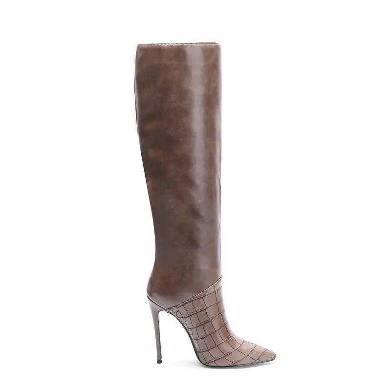 Royal Blue Sexy Stone Pattern Stiletto Heel Boots eprolo
