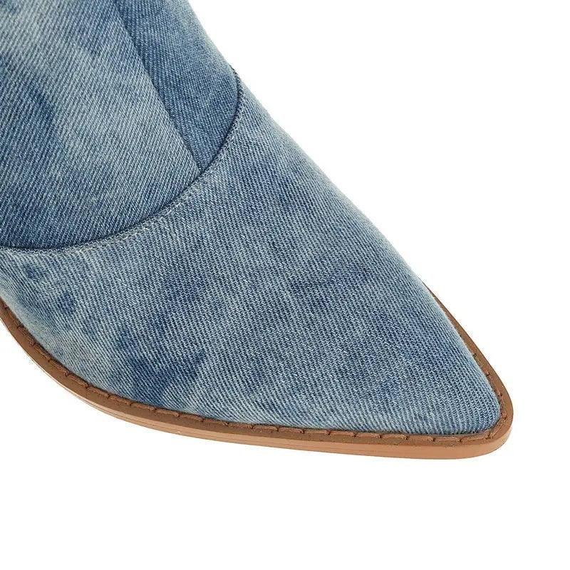 Fashion Denim Western Women Knee High  Boots eprolo