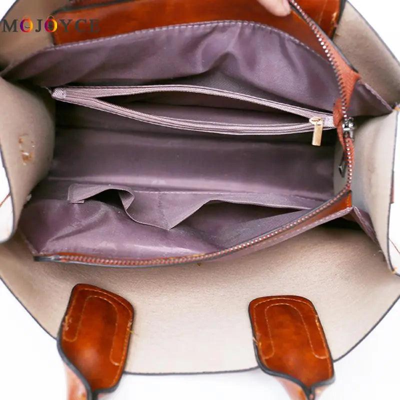 3 Pcs/Set Oil Wax Leather Women Handbags eprolo