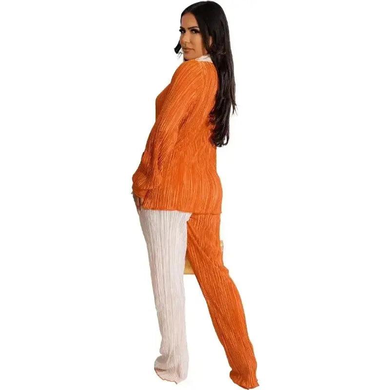 Long Sleeve V-neck Polyester Matching Set eprolo