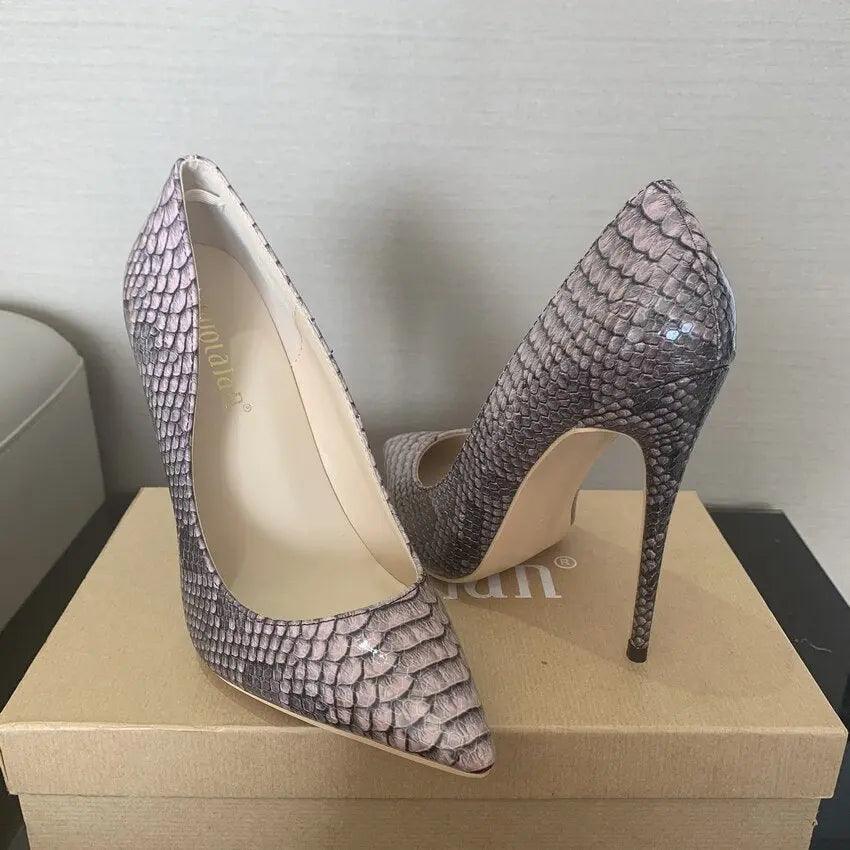 Fashion Woman Shoes Snake Printing Pointed Toe eprolo