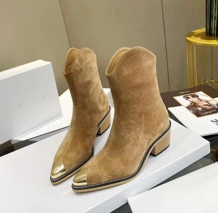 Chelsea Boots Metal Toe Back Zip Short