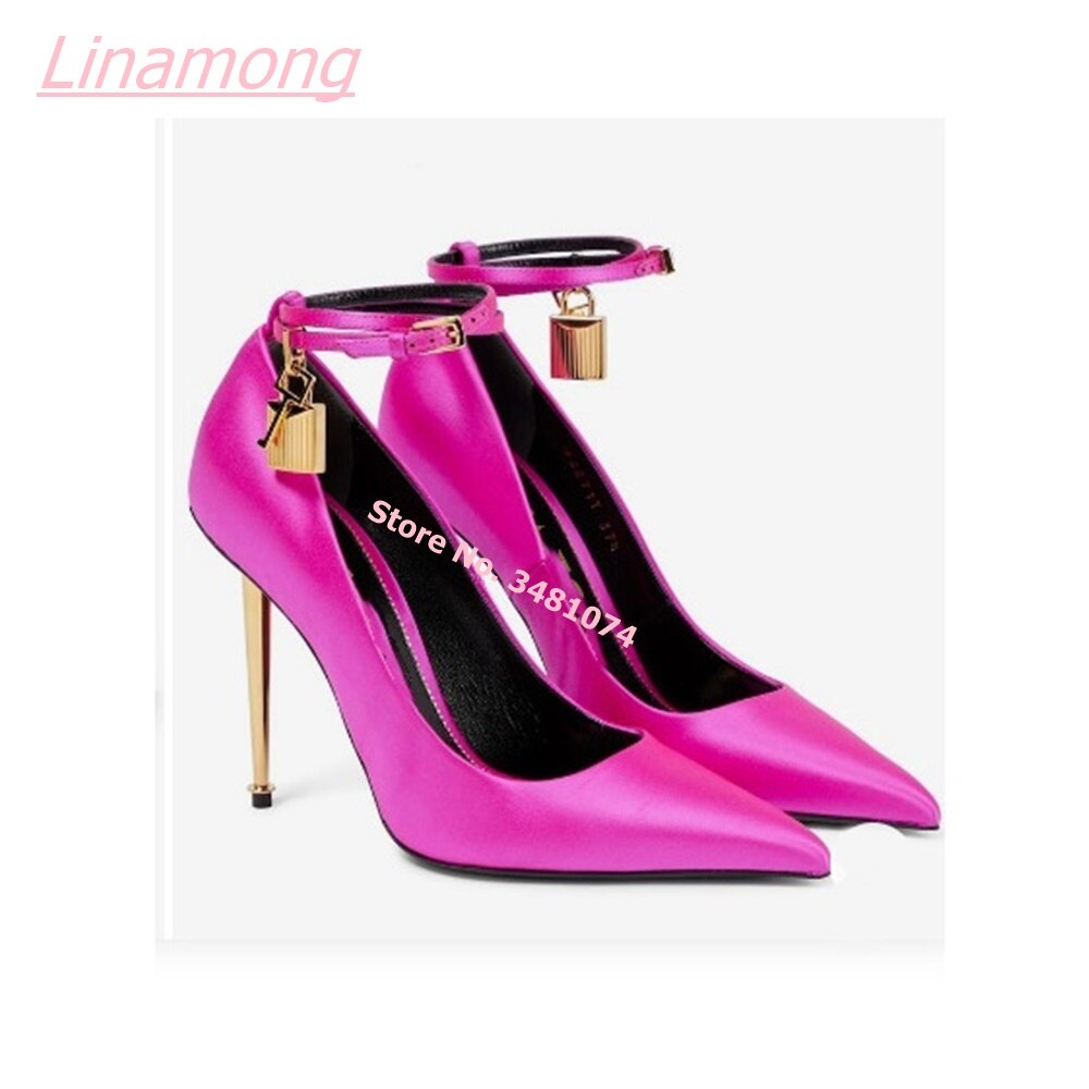 Women Pumps Metal Thin High Heel Luxury Shallow Pointed Toe