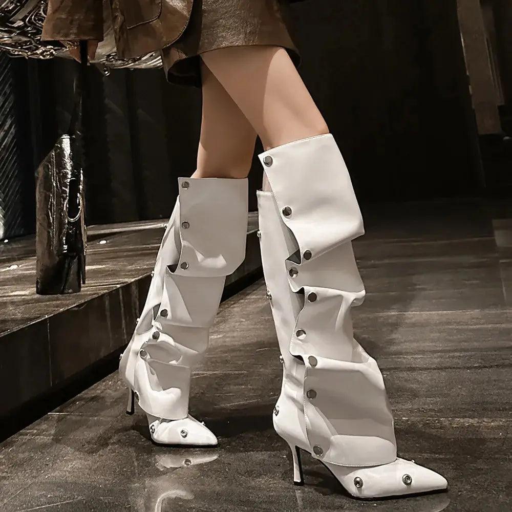 Fashion Knee High Boots Thin Heel Pointed Toe eprolo