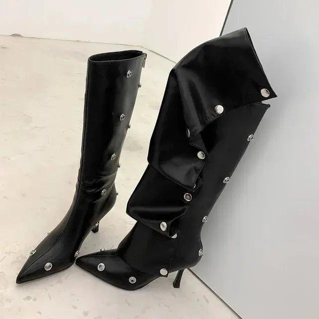 Fashion Knee High Boots Thin Heel Pointed Toe eprolo