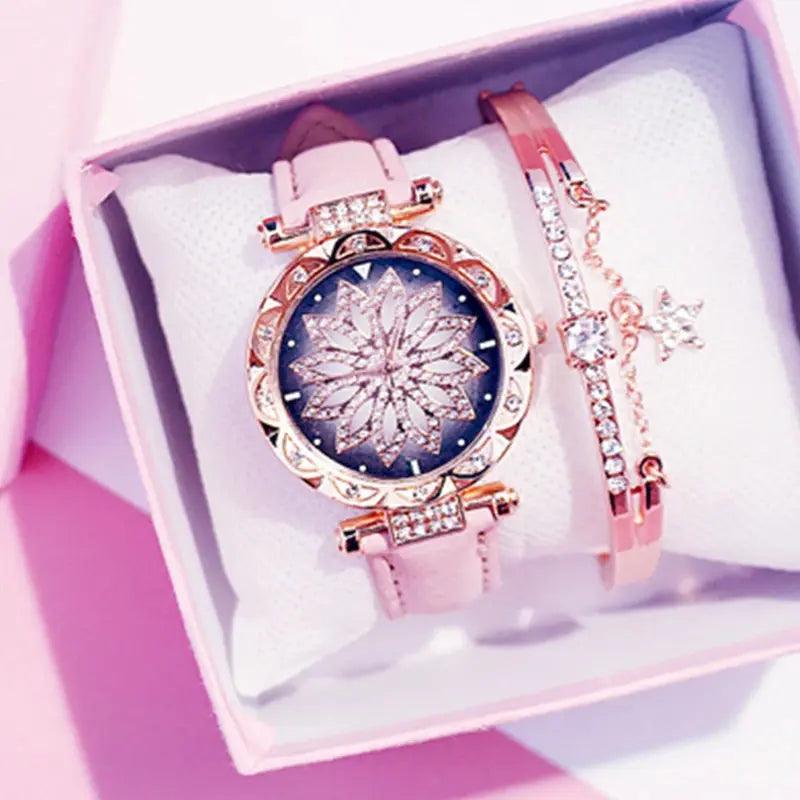 Luxury Rose Gold Women Starry Sky Diamond Watch eprolo
